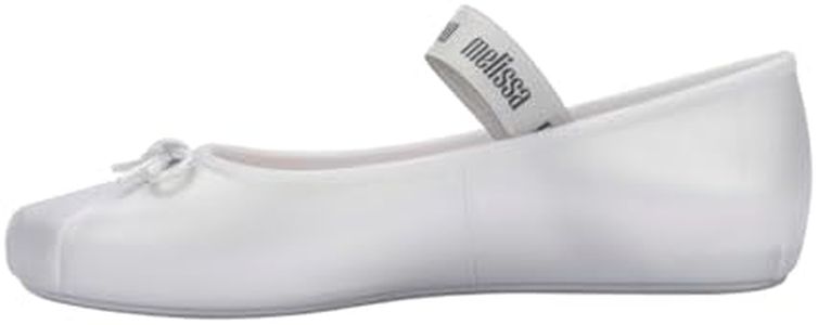 Melissa Sophie Jelly Flats for Women - Soft & Flexible Ballet Flats for Women with Bow Applique & M-Logo Strap, Slip-on Closed-Toe Women’s Jelly Shoes, Ballerina Flats, Pearly White, 10