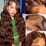 HD Lace Front Wigs Human Hair Body wave 13x4 HD Lace Frontal Wigs Light Brown Human Hair Wig Pre Plucked with Baby Hair 150% Density Brazilian Virgin Colored Wigs for Black Women 28 Inch