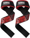 DMoose Fitness Lifting Straps - 4mm Neoprene Padded Wrist Straps for Weightlifting & Powerlifting - Cotton Lifting Strap with Silicone Grip for Men & Women (Black Red Silicone)