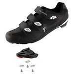 CyclingDeal Bicycle Road Bike Universal Cleat Mount Men's Cycling Shoes Black with 9-Degree Floating Look ARC Delta Compatible Cleats Compatible with Peloton Indoor Bikes Pedals Size 48