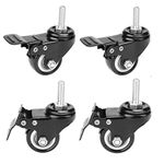 Youngine 4 Pack, Locking Threaded Stem Mount 1.5" Swivel Caster Rotation Polyurethane Castor Wheel and Brake for trolley, Carts, Furniture, Dolly, Workbench(M8x25mm)