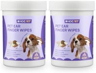 HICC PET Dog Ear Wipes Finger 100 Count Dog Ear Cleaner Wipes for Dogs & Cats, Dog Ear Infection Treatment to Relieve Ear Itching & Inflammation, Remove Ear Wax, Dirt, Smelly - Fresh Coconut Scent