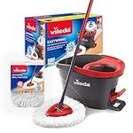 Vileda EasyWring Spin Mop System with 1 Extra Head Refill | Machine Washable & Reusable Mop Head | Hands-Free Wringing Mop Bucket | Extendable Handle | Safe on All Floor Types