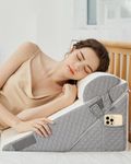 YIHATA Bed Wedge Pillow, 12-in-1 Memory Foam Sleeping Support Pillow with Headrest Adjustable Incline Cushion for Acid Reflux, Gerds, Back Pain, Snoring, Leg Elevation with Washable Cover