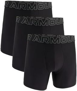 Under Armour Men's 3-Pack Performance Tech Boxer Brief with 6" Inseam, Breathable, Moisture Wicking, Soft Touch, All-Day Comfort, Black, Black, M
