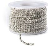 Fringe Trim 10 Yards 2.8mm Diamante Trim with Diamante Crafts Rhinestone Chain,Silver Rhinestones for Clothes,Jewellery Making, Bags,Shoe,Wedding Dress Decoration (Silver Chain)