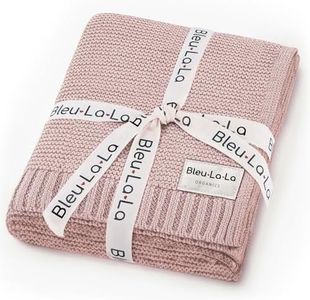 Bleu La La Organic Receiving Swaddle Blanket for Girls - 100% Luxury Organic Cotton Soft Knit Warm Cozy Cuddle Stroller Crib Blanket for Newborns Infants & Toddlers (0-2Yrs - Blush Pink)