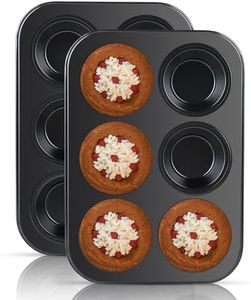 2 pezzi Stampo Antiaderente con 6 Stampi Muffin，stampi per muffin，teglia muffin，Rivestimento antiaderente, adatto per cupcakes di carta, brownies (26,5 x 18,5 x 2,8 cm) (nero)