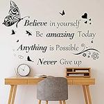 Inspirational Wall Stickers Quotes Letter Wall Art Stickers Motivational Removable Wall Decor Positive Word Butterfly decals Peel and Stick for Bedroom Living Room Hallways Family Office Classroom