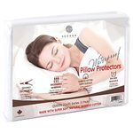 SEREEN Premium Bamboo Cotton Waterproof Pillow Protectors 2 Piece Set - Queen Size Pillow Cases, Hypoallergenic, Zippered Encasement, Pillow Covers Protect Against Bed Bug, Dust Mite, Bacteria, Allergens, (Queen 2 PCS) (21x31 inch)