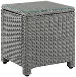 Crosley Furniture CO7219-GY Bradenton Outdoor Wicker Tempered Glass Top Side Table, Gray