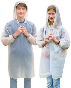 GRD - Green Guard Pro Eco-Friendly Rain Ponchos - Bio-degradable Disposable Clear Poncho with Drawstrings and Adjustable Hood, Family Pack of 5 (Teens (11-17 years))