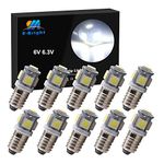 EverBright White E10 Led Bulb for Flashlight 1447 1446 1449 Screw Bulb Replacement for Torch Flashlight Toy Car Bicycle Headlight 5050 Chipsets DC 6V 6.3V Pack of 10