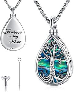 Eusense cremation jewelry tree of life Urn Necklace for human ashes of loved ones women men memorial Pendant Sterling Silver 925 keepsake earn lockets to put ashes in teardrop