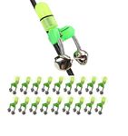 GRANDBUY 20 pcs Fishing Bells Clips with LED Light Night Sea Fishing Rod LED Light Clip with Twin Bells Ring Fishing Bite Alarm Indicator On Fishing Rod Green Light (20 Pcs Fishing Bells Light)