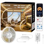 PAUTIX COB LED Strip Warm White 3000K 504LEDs/M, 7.5M 24V CRI93+ Dimmable Bright COB Light Strip Work with Alexa/Google Home and Smart App LED Lights Kit for Bedroom Kitchen Home DIY Projects