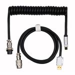 EPOMAKER Puff Aviator Coiled USB Cable, Type C Detachable Mechanical Gaming Keyboard Cable for Win/Mac/Gamers, Suitable for TH66/TH68/TH80/TH96/TK68/CIDOO V65. etc (Puff Black)