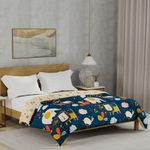 Urban Space 100% Cotton Reversible Dohar, AC Blanket for Double Bed Size, Soft Light-Weight 3 Layered Bed Blanket (Lion King Navy, Double - 86 x 95 inch)