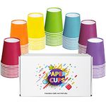 ENSINE 70 PCS Paper Cups, Rainbow Party Cups 7 Colors, 9 Ounce Paper Cups for Hot & Cold Drinking Cups, DIY Paper Party Cups for Christmas Birthday Holiday Halloween