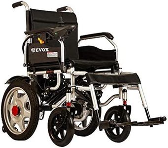 Evox WC-102ME Electric Foldable Wheel Chair with Joystick - With Lead-acid Battery Driving Range 12-15 KM per Charge (24V 12AH Double Battery)- 100kg Weight Bearing Capacity - Aluminium & Mag Alloy Wheel with Shocker/Suspension & Parking Break, Adjustable & Detachable Foot Rest, Runs on 6-9 Degree Slope - Suitable for Any Age Group