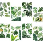 CRASPIRE Leaf Wall Stickers PVC Waterproof Self Adhesive Decals Green Tropical Leaves Natural Palm Leaf Plant Rectangle 8 Sheets 8 Styles Removable for Window Stairway Home Decoration TV Wall Art