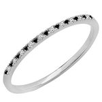 Dazzlingrock Collection 0.09 Carat (ctw) Round Black & White Alternate Diamond Dainty Stackable Wedding Band for Women in 10K White Gold, Size 6