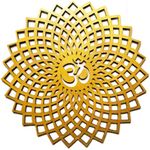 My Dream Carts Golden Om Round Decorative Wall Art Mdf Wooden Om Chakra For Temple, Living Room, Bedroom, Office, Hotel, Home Decor Items, Gift Item, Mandala Wall Hanging For House Decoration 15x15cm