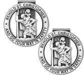 St Christopher Medal for Car Visor Clip, Saint Christopher Medal for Car Car Accessories Bless Driving Safety Religious Gift for Driver, Parent, Family, Friend, Go Your Way in Safety.(2 PCS)