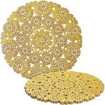 Juvale 60 Pack 10 Inch Gold Paper Doilies for Dining Table, Round Decorative Medallion Lace Placemats for Wedding