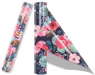 Tintnut Flower Heat Transfer Vinyl Roll - 12 Inch x 5ft Black Watercolor Rose Floral Pattern HTV Iron On Vinyl DIY T-Shirts Hats Clothes Canvas Bags