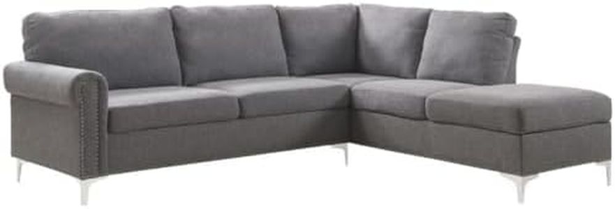 ACME Furniture 52755 Melvyn Sectional Sofa, Gray Fabric