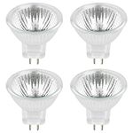 Pack Of 4 Fiber Optics MR11/5W/FL/CG 5 Watt, 6 Volt MR11, 6V, 5W GZ4 Bi-Pin Base, With UV Glass Cover Guard, Halogen Flood Light Bulb