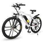 Gotrax EBE2 26" Electric Bike, Max Range 85KM(Pedal-assist1)&450Wh Battery, 32km/h Power by Peak 500W, Smart LCD Display, Durable One-Piece Wheel Mountain E-Bike with Suspension Fork & 21-Speed White