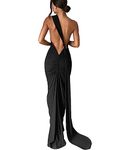 Zarekian Women Sexy Backless Dress Bodycon Sleeveless Open Back Maxi Dress Going Out Elegant Party Cocktail Long Dress (Medium, Black)