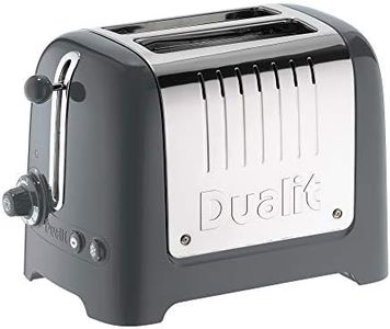 Dualit 2 Slice Lite Toaster | 1.1kW Toasts 60 Slices an Hour | Polished with High Gloss Grey Trim | Bagel & Defrost Settings | 36 mm Wide Slots | 26204