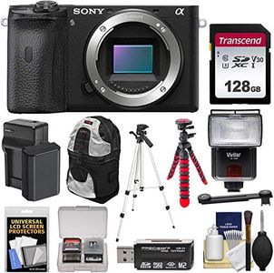 Sony Alpha A6600 Mirrorless Digital Camera Body with 128GB Card + Battery & Charger + Backpack + 2 Tripods + Reader + Flash + Kit