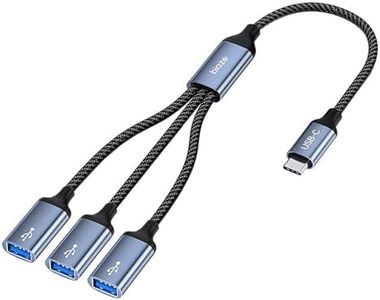 biaze USB C to USB Adapter, USB Female to USB C Male Cable Adapter for Data Transfer/Charging, Triple USB OTG Adapter Compatible with Laptop, MacBook, iPhone 15/16