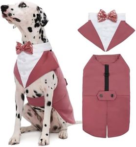 Kuoser Dog Tuxedo Dog Suit and Bandana Set, Dogs Tuxedo Wedding Party Suit, Doggy Prince Bow Tie Shirt Formal Pet Wedding Attire for Large Medium and Small Dogs Golden Retriever Samo Bulldogs