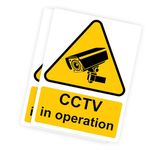 RDLCAR CCTV In Operation Warning Sign - Security Camera Warning for Indoor & Outdoor Use, Complies w/ISO 7010 Guidelines, 300mm x 400mm x 1mm, Rigid PVC, Pack of 2