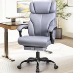 HeroSet Office Chair, Executive Leather Chair Big and Tall Ergonomic Computer Desk Chair, Comfy Swivel Rolling Reclining Lumbar Support Task Chair with Adjustable High Back Foot Rest for Home Gaming