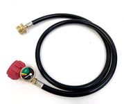 FireDisc 4 ft. Conversion LP Adapter Hose with Gauginator | Propane Tank Extension Hose | Conversion Gas Line for Outdoor Cooking | LP Gas Line | Refillable Tank Adapter Hose | 10.4 x 8 x 1.8 inches