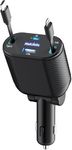 MAGJIEYX 4-in-1 Retractable Car Charger Max 62W for Fast Charging iPhone 15/14/13/12Pro Max Plus,iPad,AirPods, Galaxy,Google, Type-C/Lightning/USB C/USB A Devices with Real QC 3.0 & PD 3.0 Car Adapter