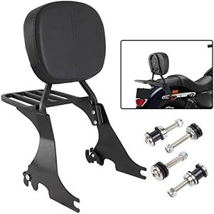 AUFER Motorcycle Passenger Low Backrest Sissy Bar with Luggage Rack and Docking Hardware Kits Compatible with for Sportster XL 883 1200 2004-2023