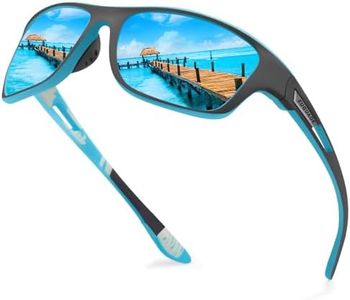 KUGUAOK Polarized Sports Sunglasses for Men Driving Cycling Fishing Sun Glasses 100% UV Protection Goggles, Blue Mirror