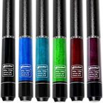 CUEBAR Pool Sticks Set of 6, Pool Cues 18 19 20 21 Oz, 2-Piece House Bar Billiard Cue Sticks with Imitation Leather Grip, 58" Pool Table Sticks for Men Women - Black Blue Teal Green Red Purple