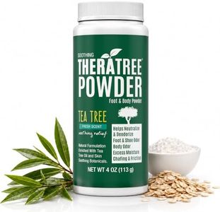 Oleavine TheraTree Tea Tree Foot Powder for Odor & Sweat - Natural Body Powder with Peppermint & Neem - Foot Deodorizer for Smelly Feet & Shoes - Refreshing Foot Care for Men & Women, 4 oz