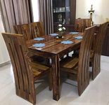 SONA ART & CRAFTS Solid Sheesham Wood 6 Seater Dining Table with 6 Chair for Living Room | Sheesham Wood Dining Set | Hotel Restaurant Dining Set | 6 Seater Dining Set (Honey Finish & Jute Fabric)