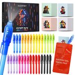 DazSpirit 32 Packs Invisible Ink Pens and Notebooks - Detective Theme, UV Light Spy Pens Party Bag Fillers for Boys and Girls, Magic Secret Message Pens for Detective Parties, Treasure Hunt