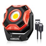 CARELITE Rechargeable Work Light with 360° Rotating Magnetic Base, Tough Built 700 Lumens Magnet Light Compact Waterproof Portable Mini Floodlight for Mechanics Garage and Outdoor Use (Red)