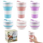 3PCS Silicone Portable Foldable Water Cup with lid,Collapsible Cup,Travel Telescopic Cup,Camping Mug,Coffee Cup,Multi-Functional high-Temperature and Scald Resistant,for Picnic,Camping,Travel,350ML